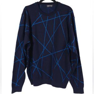ST. CROIX Luxury ABSTRACT CrewNk‎ Jacq Knit Pullover Sweater Craftsmanship LARGE